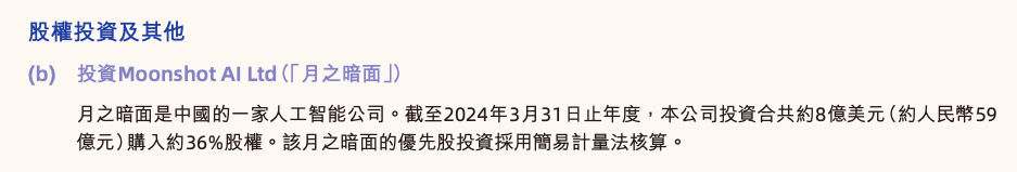阿里披露对月之暗面投资详情：8亿美元购入约36% 股权