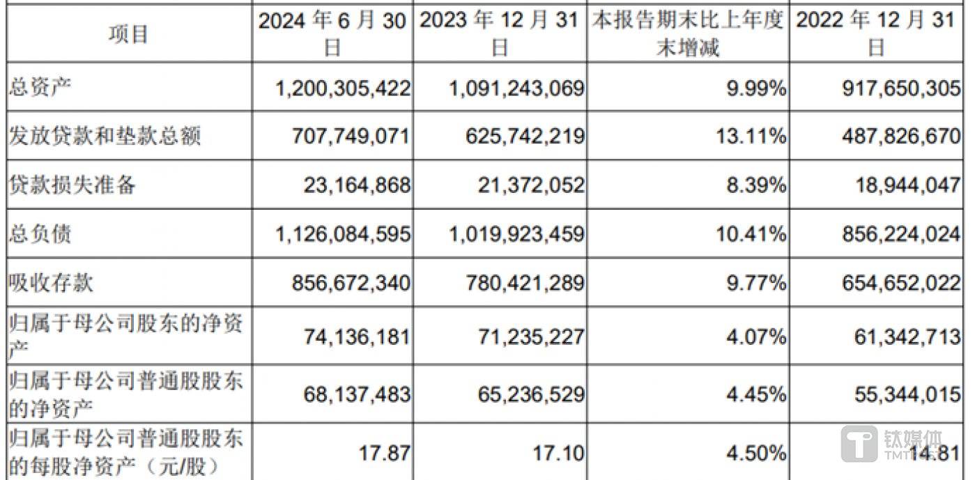 图源:成都银行2024中报