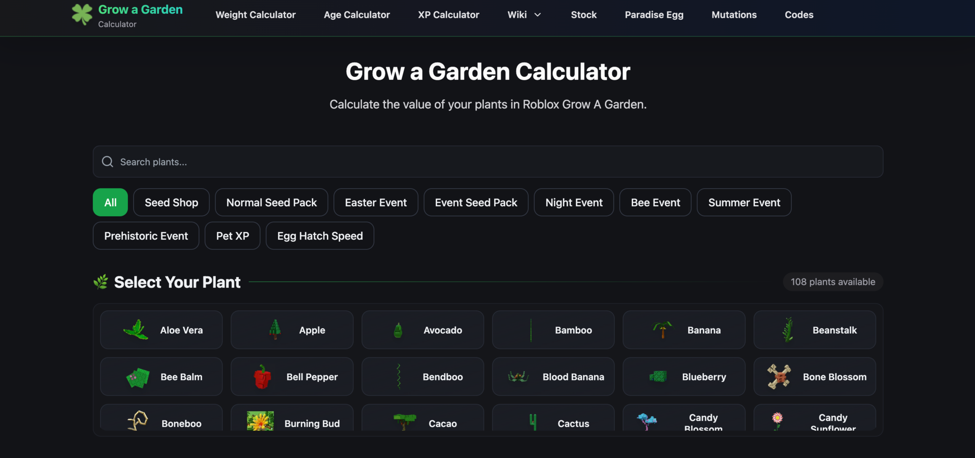 Grow A Garden Calculator, 一款你专属的植物、宠物价值计算器