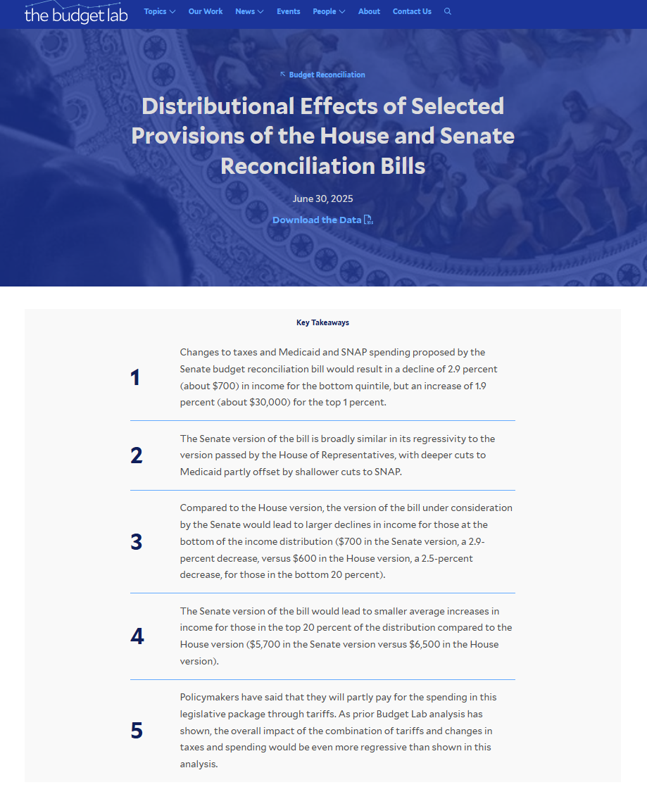 「大而美」法案如何影响美国人？耶鲁：穷人更穷，富人更富！