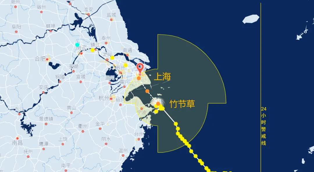 「竹节草」今天傍晚前后或在浦东南部到奉贤一带再次登陆