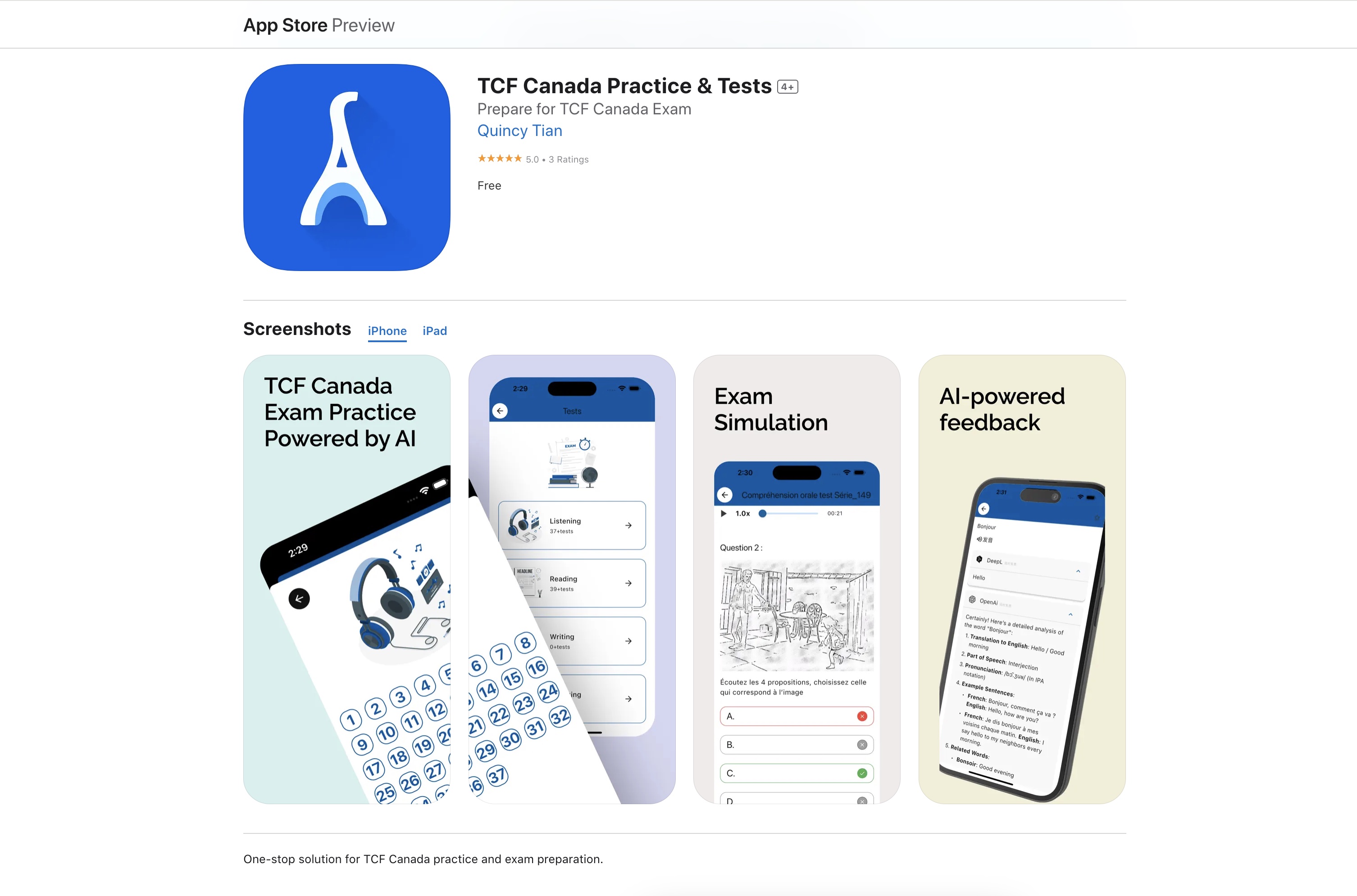 App Store TCF Canada Practice & Tests
