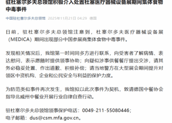 中方人员集体食物中毒，中领馆介入
