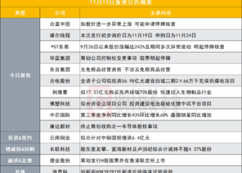 13天12板牛股提示风险：如股价进一步异常上涨 可能申请停牌核查|盘后公告集锦