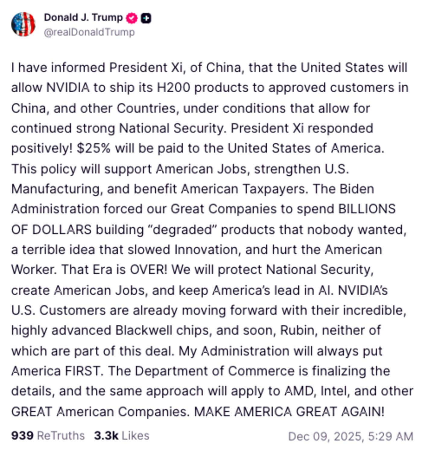 截图来自Truth Social