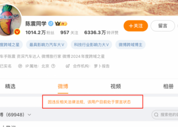 汽车大V陈震被多平台禁言 总粉丝超2400万