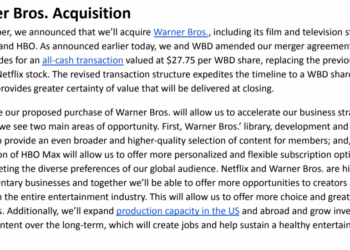 827亿美元！奈飞改为全现金收购华纳兄弟探索 阻止派拉蒙竞购