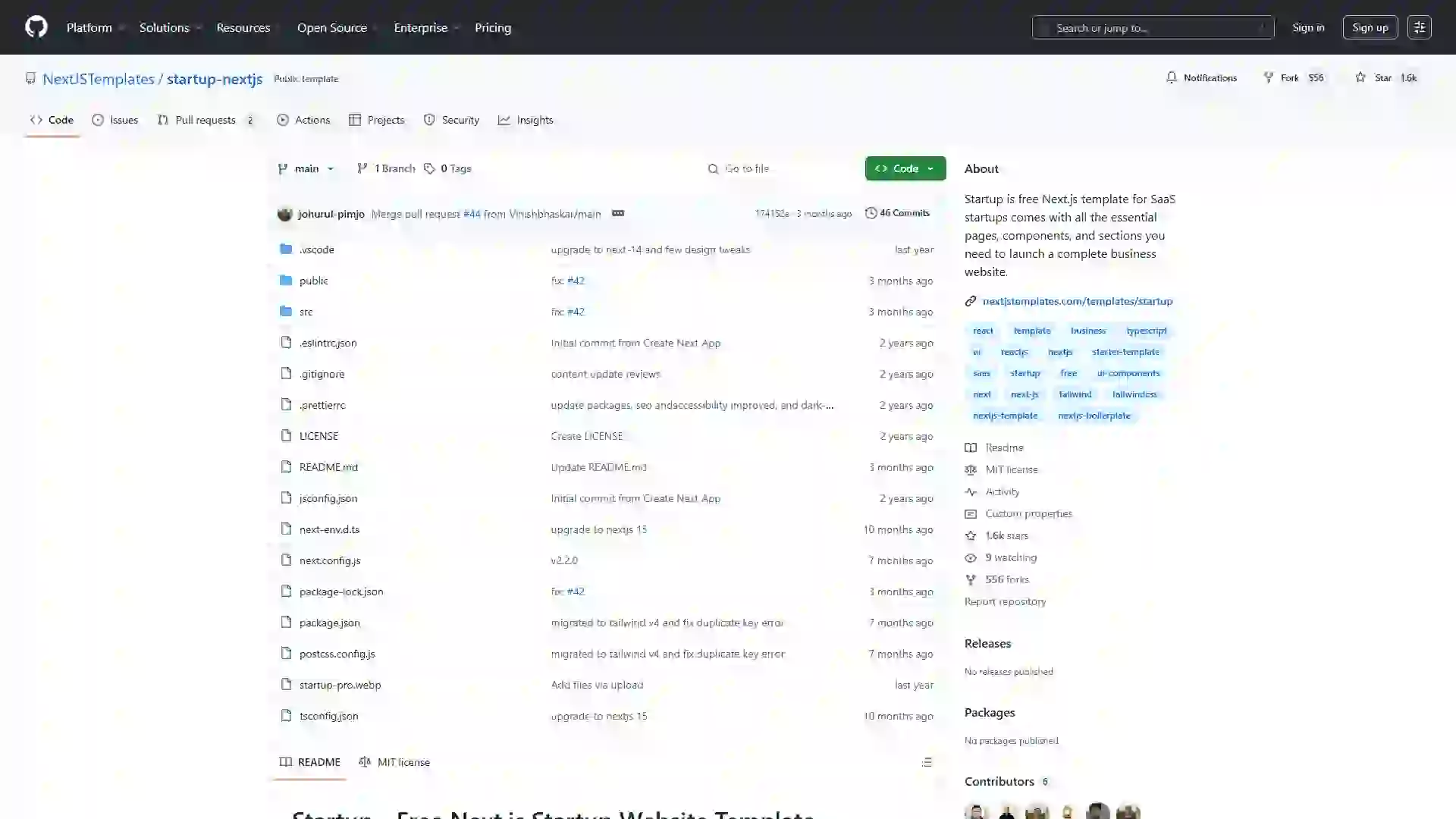 Startup is free Next.js template