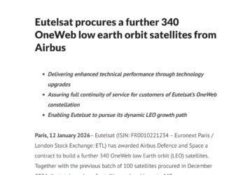 欧版「星链」Eutelsat日内涨超9% 公司宣布追加卫星制造订单