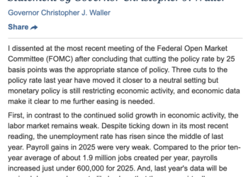 美联储理事沃勒谈为何投反对票：去年美国就业增长很有可能是0