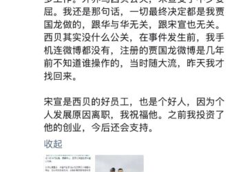 西贝公关副总裁宋宣已离职