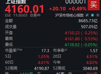 资源股全面爆发，沪指半日收涨0.49%