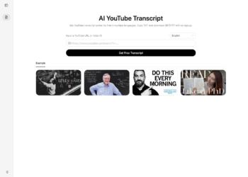 我的作品 AI YouTube Transcript：我把 YouTube transcript 搜索和导出这条小路径单独做成了一个页面