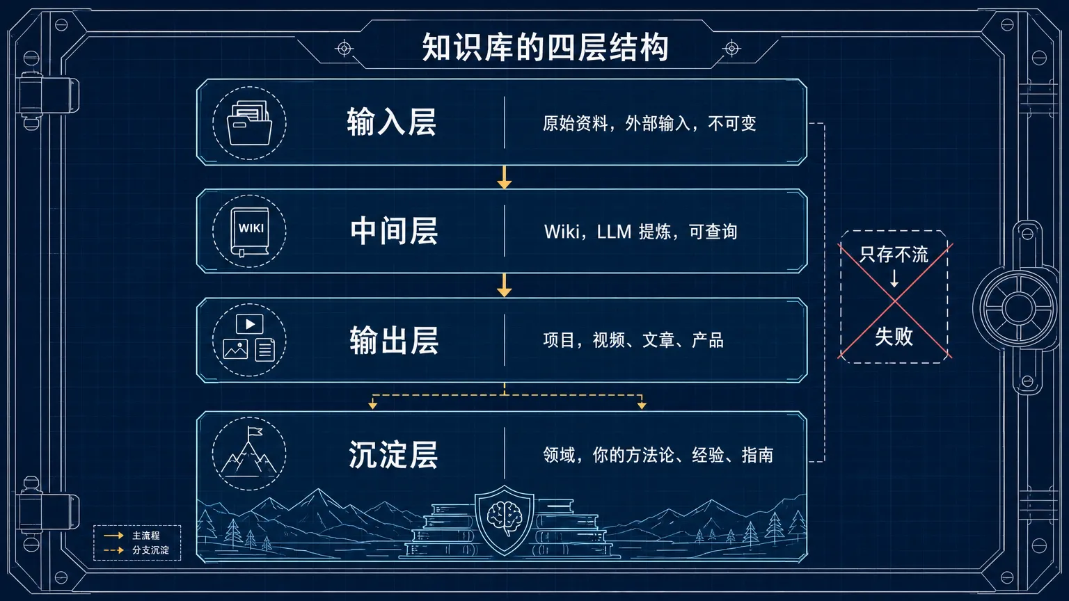 Obsidian 知识库的输入层、中间层、输出层和沉淀层