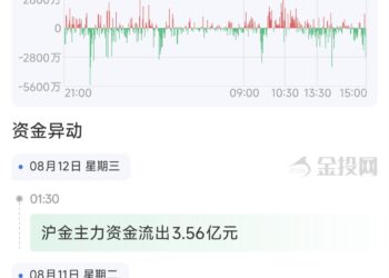 天眼盯盘沪金最新资金流向:8月12日当日累计流出3.32亿元